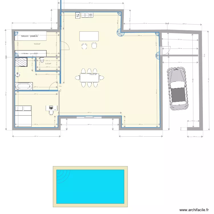 maison en U. Plan de 