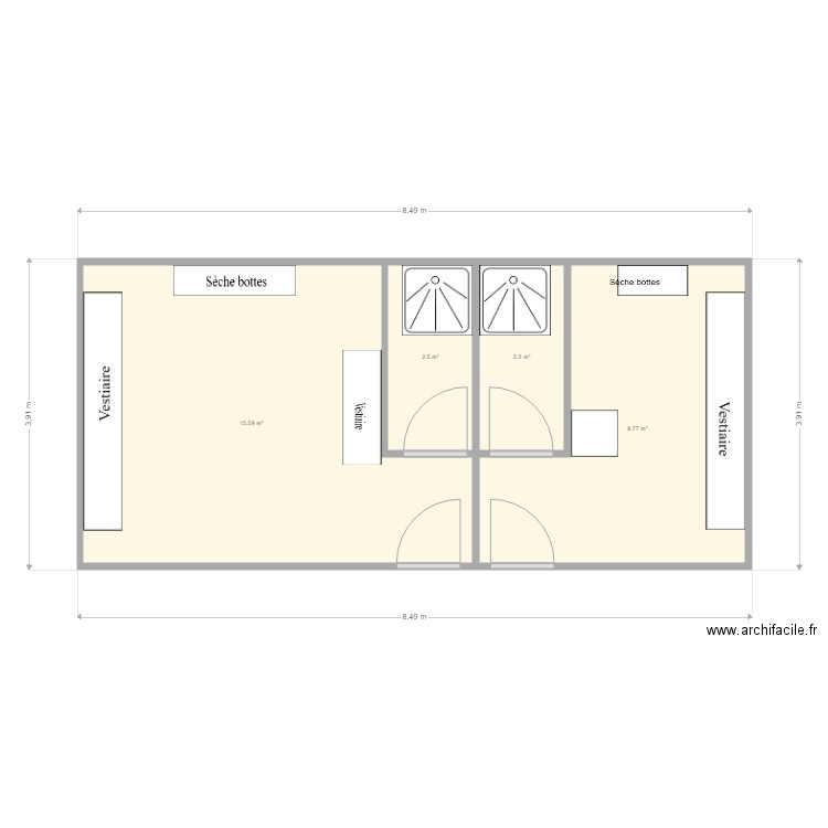 Vestiaire actuel. Plan de 0 pièce et 0 m2