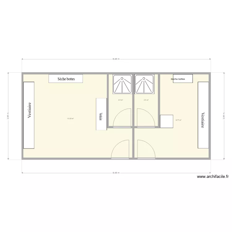 Vestiaire actuel. Plan de Vestiaire actuel. Plan de