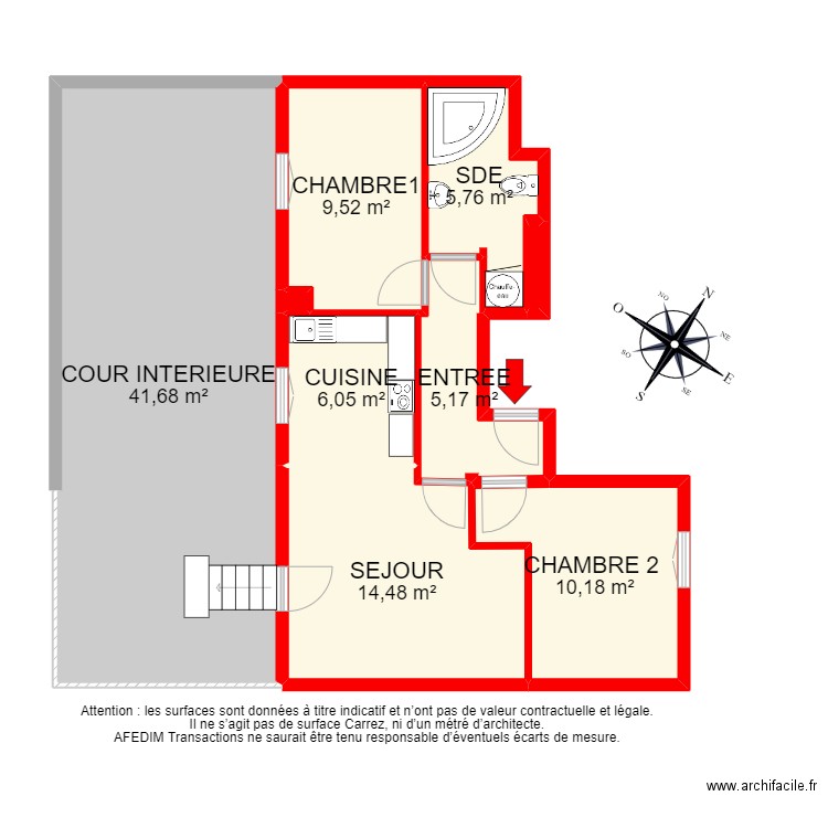 BI12173 APPRT. Plan de 9 pièces et 93 m2