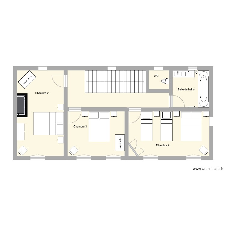 Etage Grange du kaolin. Plan de 7 pièces et 68 m2