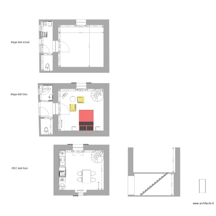 petite maison aménagement escalier rond. Plan de 0 pièce et 0 m2