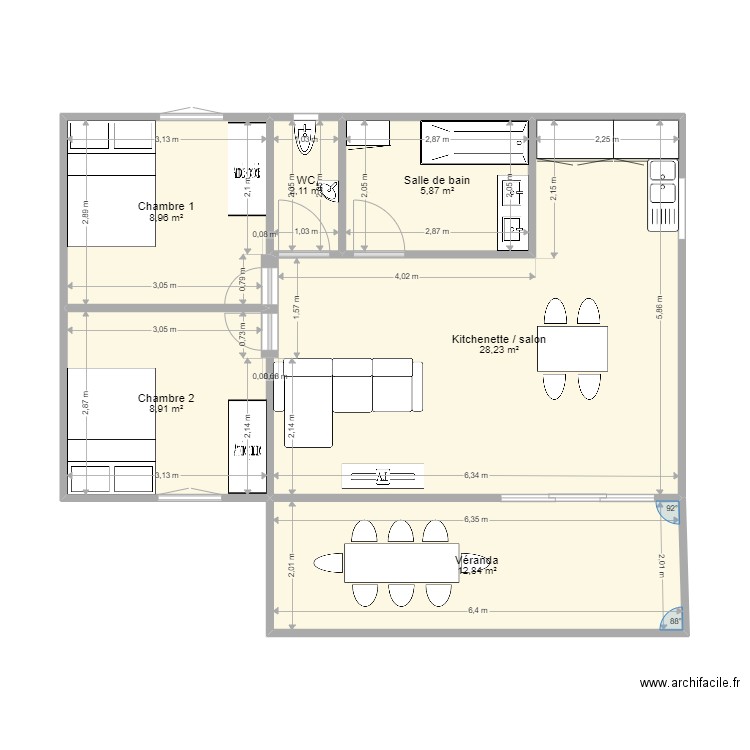chalet 54m2. Plan de 0 pièce et 0 m2