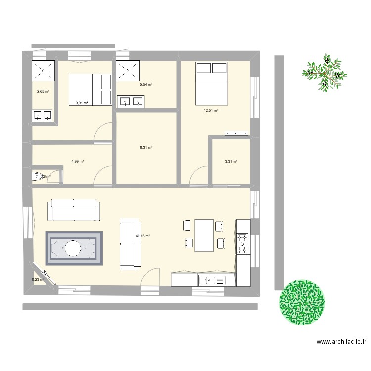 corseey. Plan de 10 pièces et 88 m2