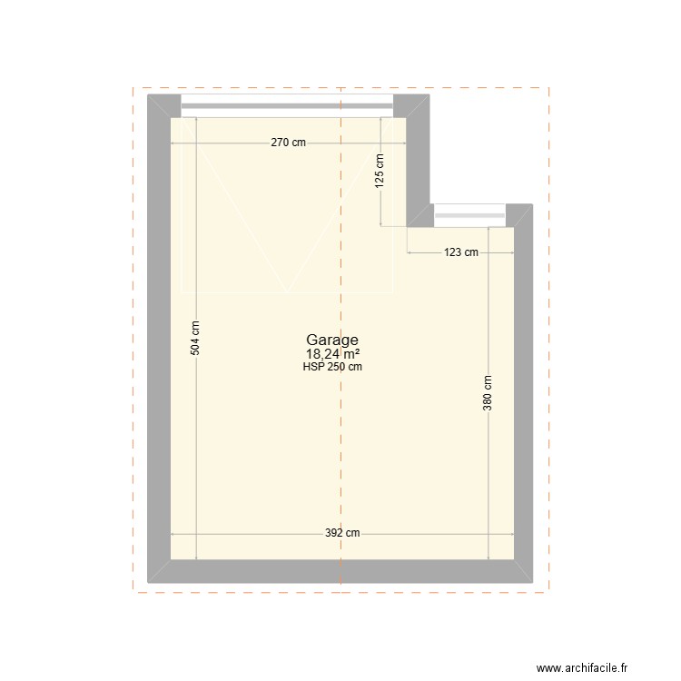 Garage. Plan de 1 pièce et 18 m2