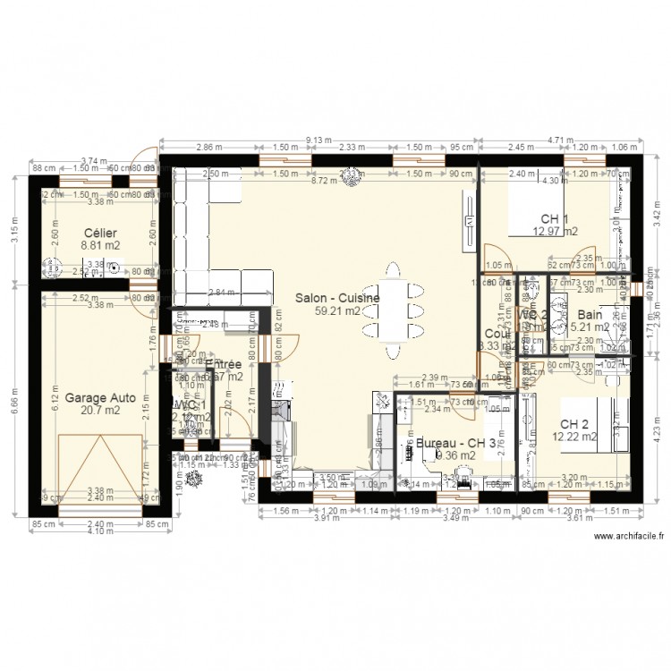 Projet Phil 01 et Int Aménagés. Plan de 0 pièce et 0 m2