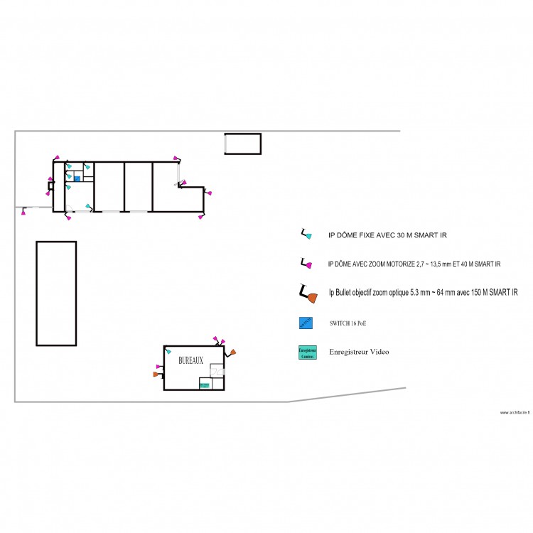 KAN SPRL Projet Caméras. Plan de 15 pièces et 50 m2