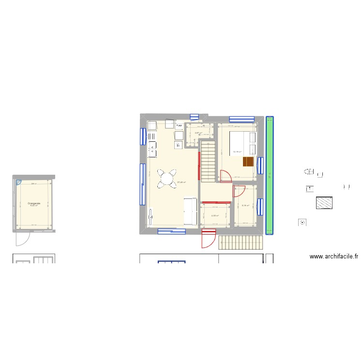Garage projet simplifié variante duplex 2. Plan de 0 pièce et 0 m2
