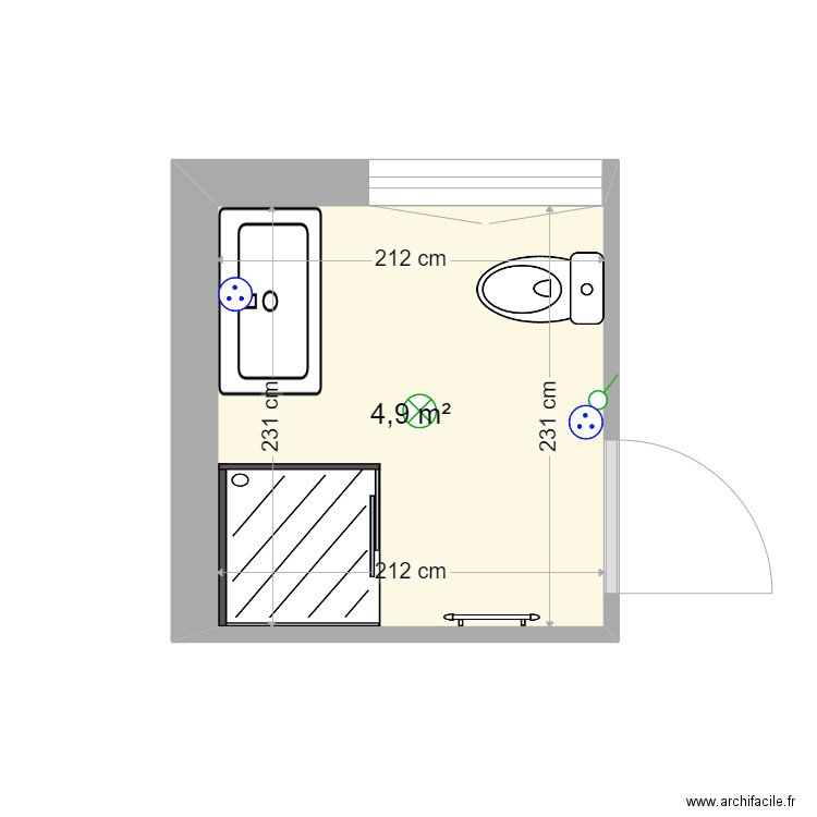 SALLE DE BAIN MIMITE AMBAZAC. Plan de 1 pièce et 5 m2