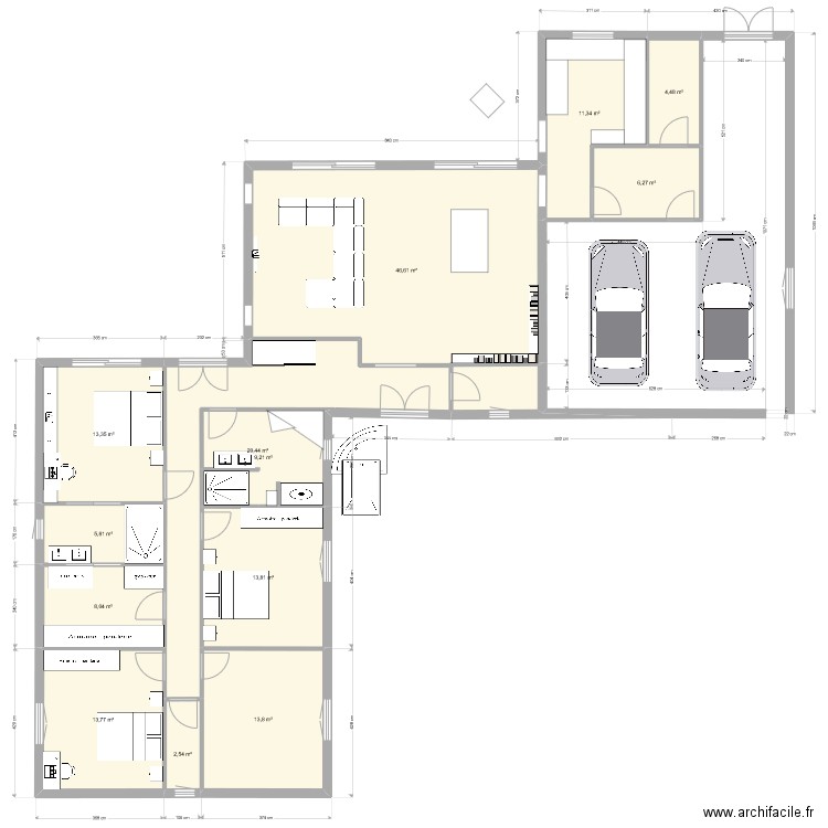 le burga 21. Plan de 13 pièces et 169 m2