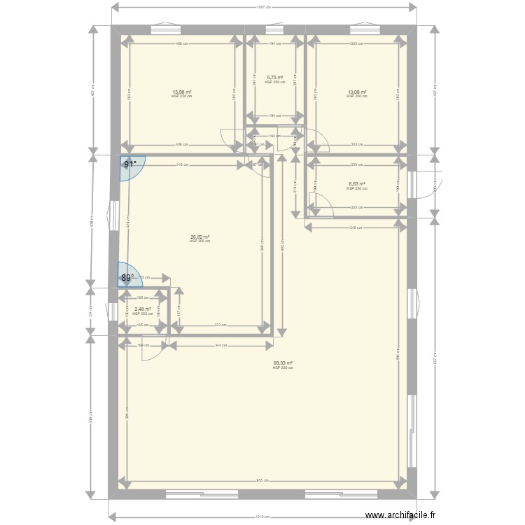 vue ouest. Plan de 7 pièces et 140 m2