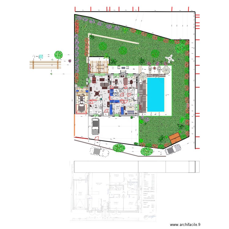 Maison Bleue. Plan de 13 pièces et 118 m2