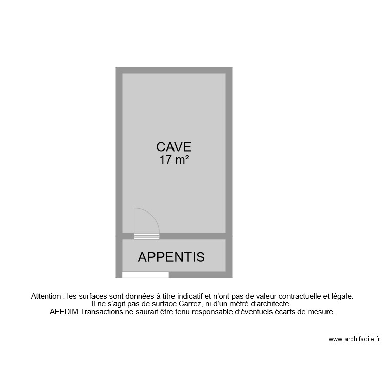 BI 8666 CAVE . Plan de 2 pièces et 20 m2