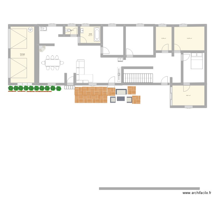 Plan Fontenelle V1. Plan de 6 pièces et 54 m2