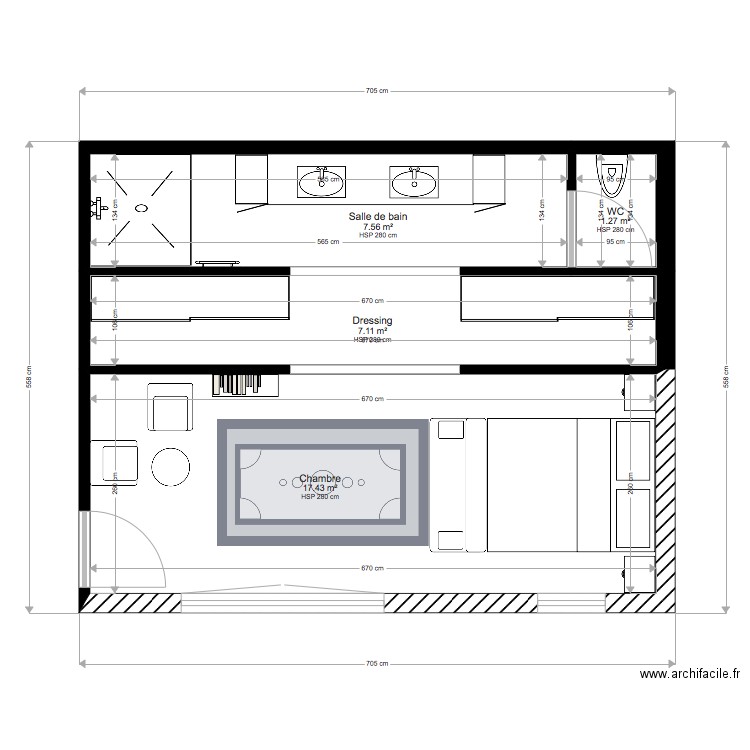 PLAN SUITE PARENTALE 2. Plan de 0 pièce et 0 m2