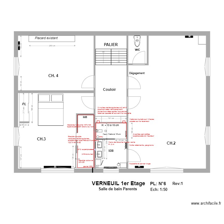 VERNEUIL 1er Etage PL  N 6. Plan de 0 pièce et 0 m2