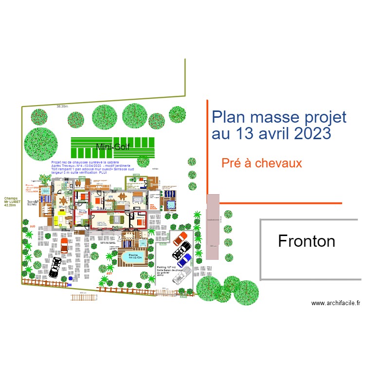 plan masse au 13 avril 2023. Plan de 7 pièces et 157 m2