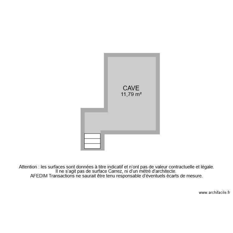 BI 7900  CAVE. Plan de 1 pièce et 12 m2