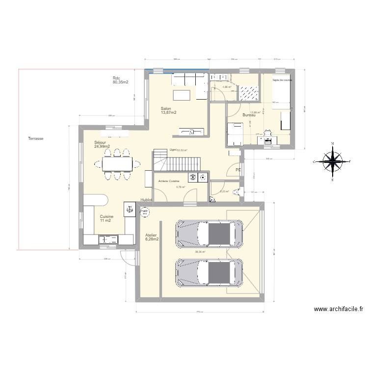 Plan V5. Plan de 13 pièces et 183 m2