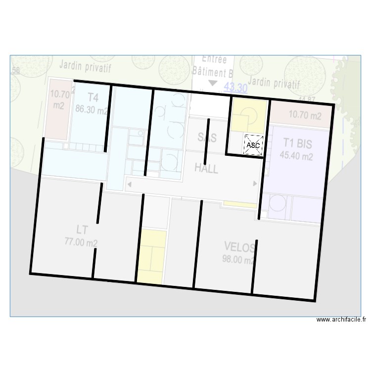 RDC BATIMENT B. Plan de 0 pièce et 0 m2