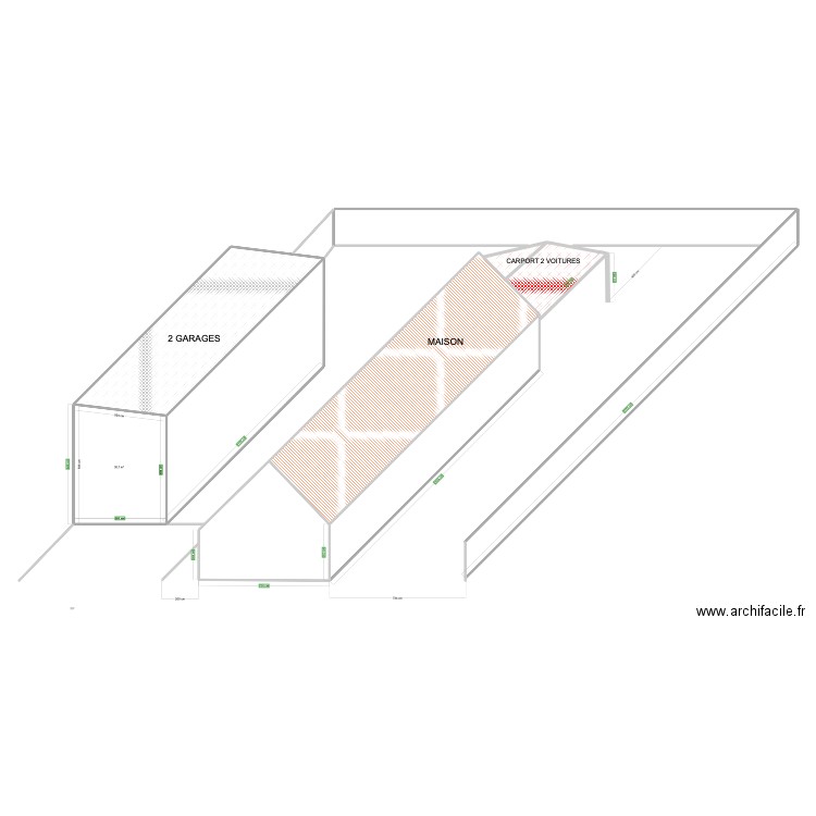 PERSPECTIVE GLOBALE. Plan de 8 pièces et 282 m2