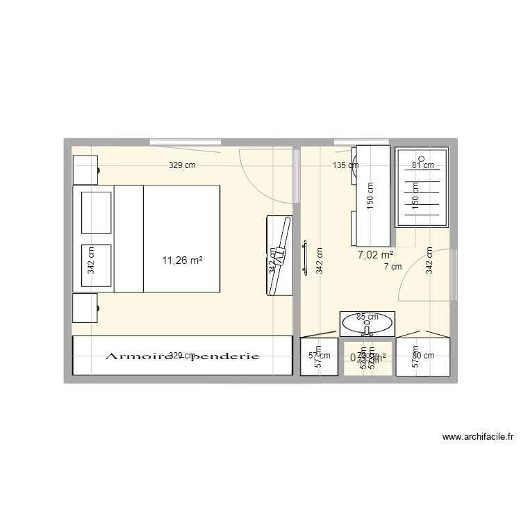 Chambre  douche 1 . Plan de 0 pièce et 0 m2
