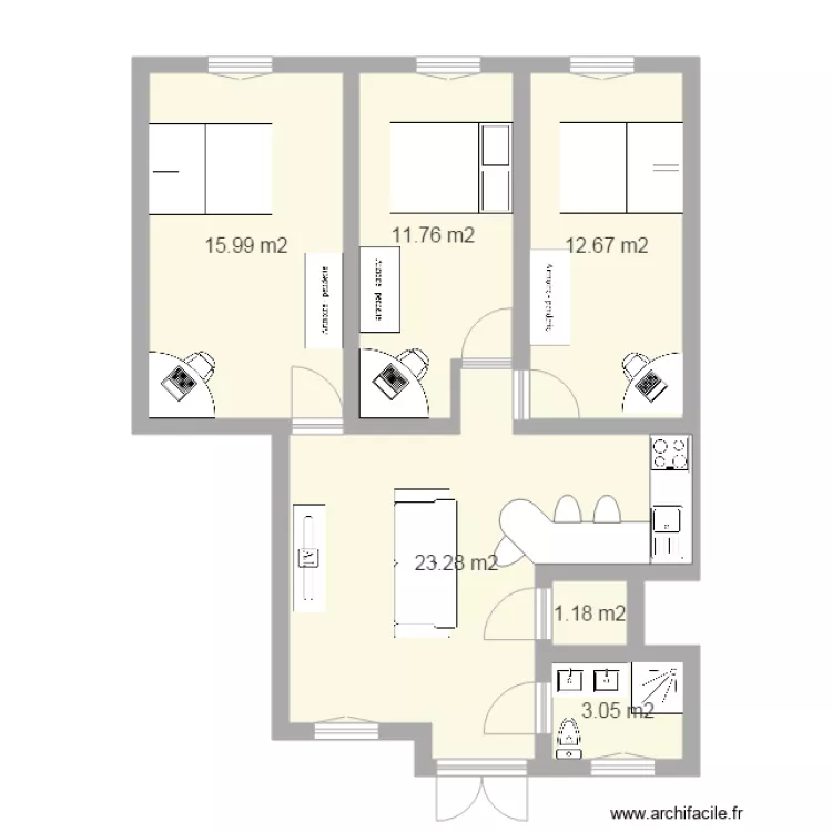Appartement 3 chambres visité 01 03. Plan de Appartement 3 chambres visité 01 03. Plan de