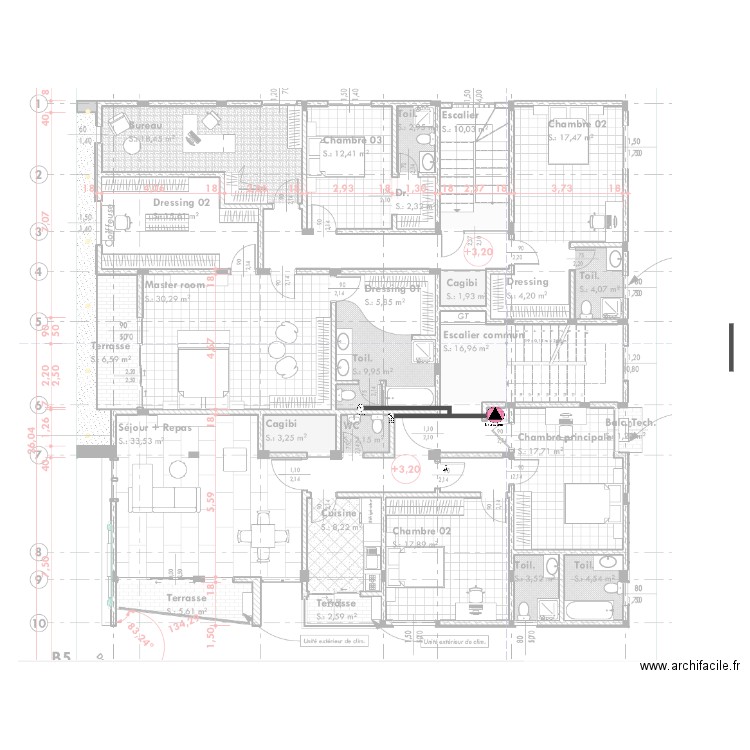 Ventilation immeuble TANAZOU Etage1. Plan de 0 pièce et 0 m2