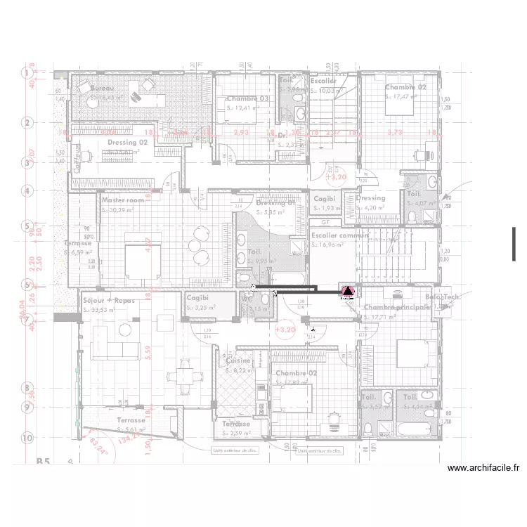 Ventilation immeuble TANAZOU Etage1. Plan de 0 pièce et 0 m2 Ventilation immeuble TANAZOU Etage1. Plan de 0 pièce et 0 m2