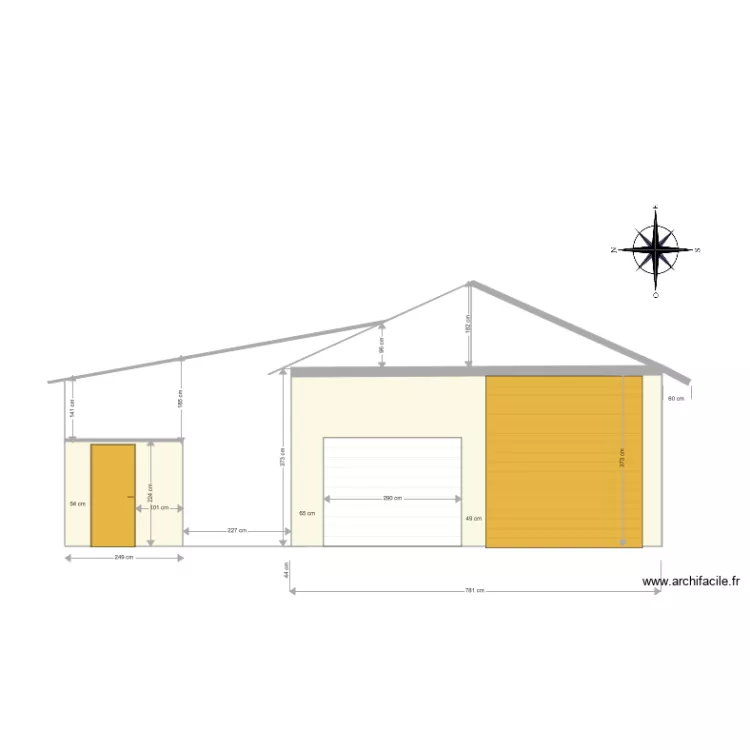 GARAGE FACADE OUEST avant travaux. Plan de 