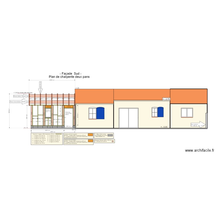 Extension garage façade Arrière. Plan de 0 pièce et 0 m2