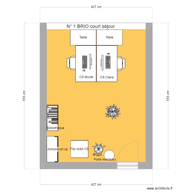 N°1 BRIO court séjour vf. Plan de 1 pièce et 19 m2