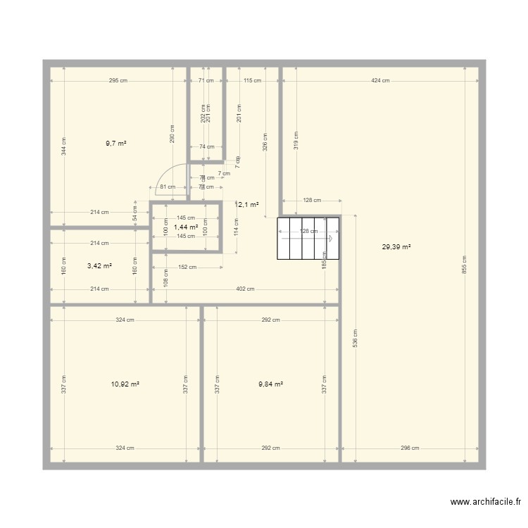 Auffargis Actuel. Plan de 7 pièces et 77 m2