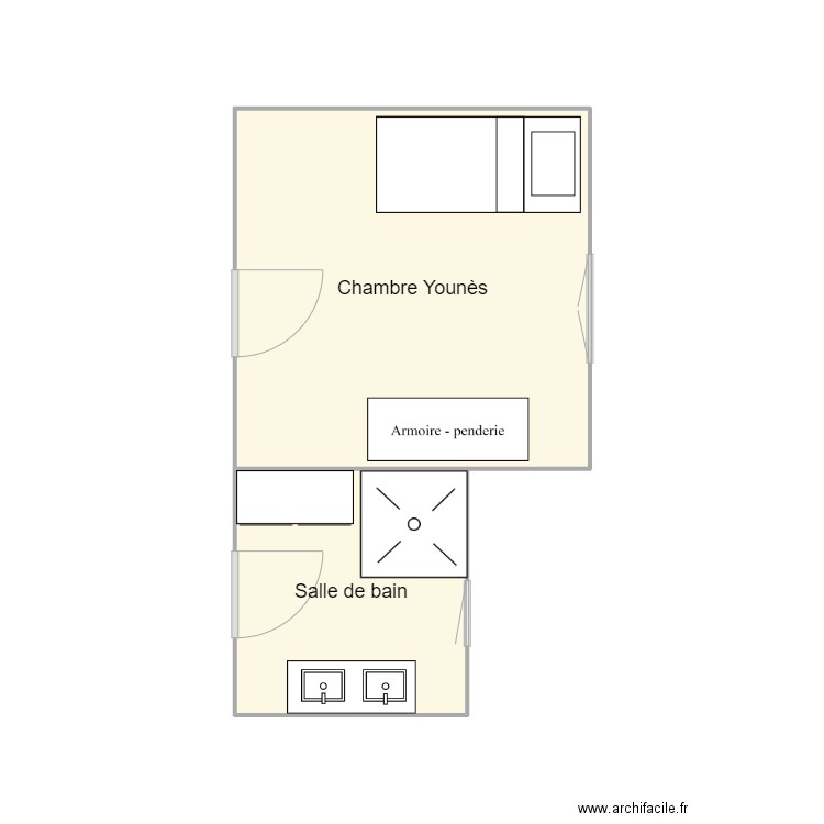 YG - avant. Plan de 2 pièces et 16 m2