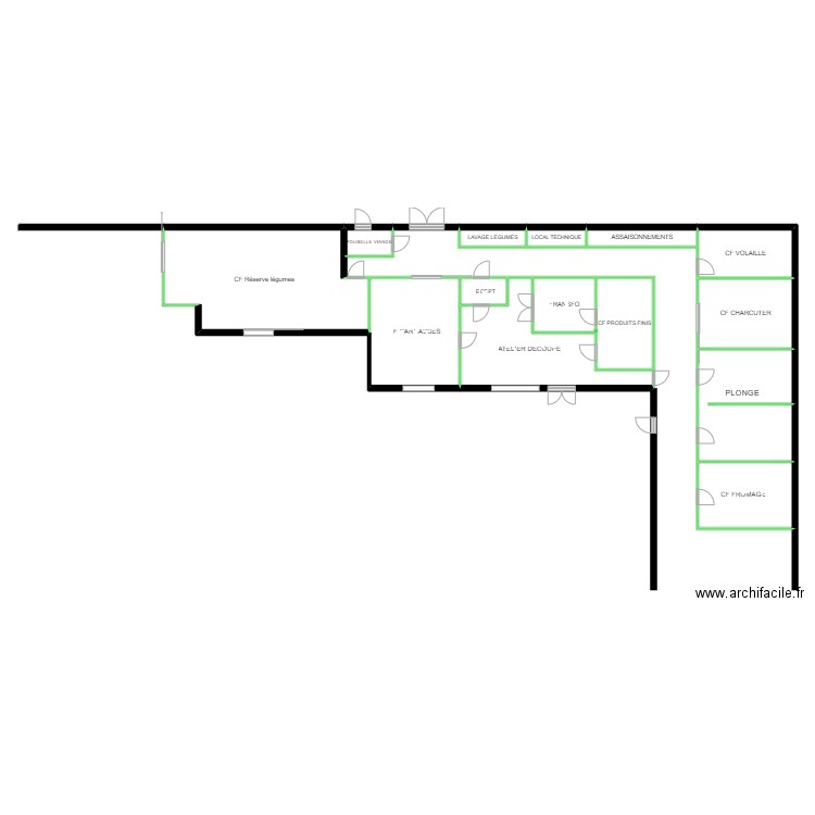 chez les fermiers. Plan de 14 pièces et 211 m2