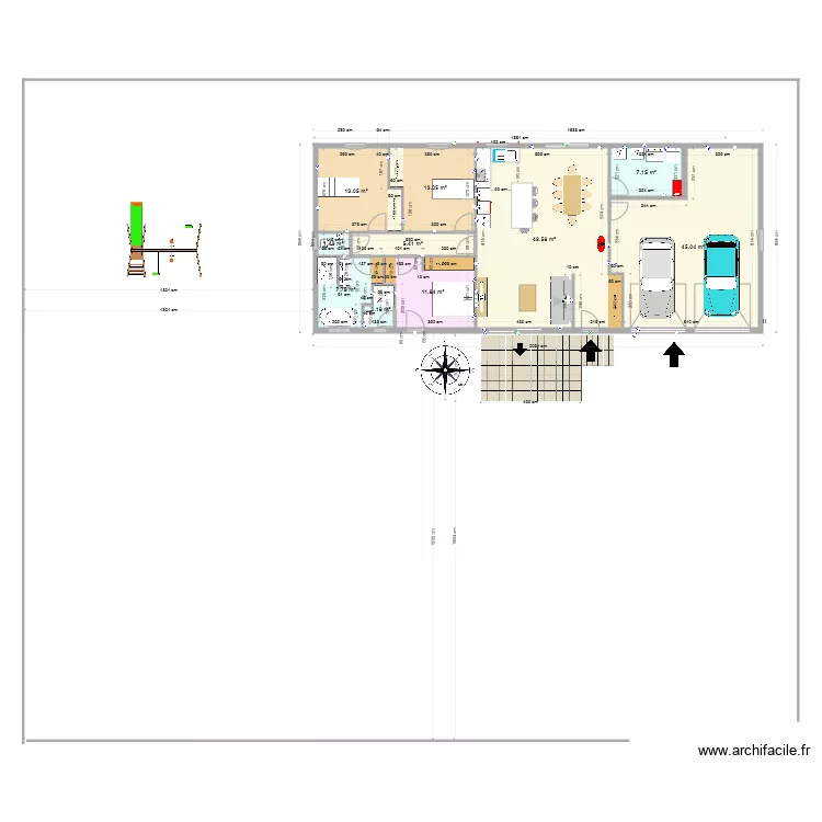 MAISON  FONTAINE MOUTIER garage double. Plan de 