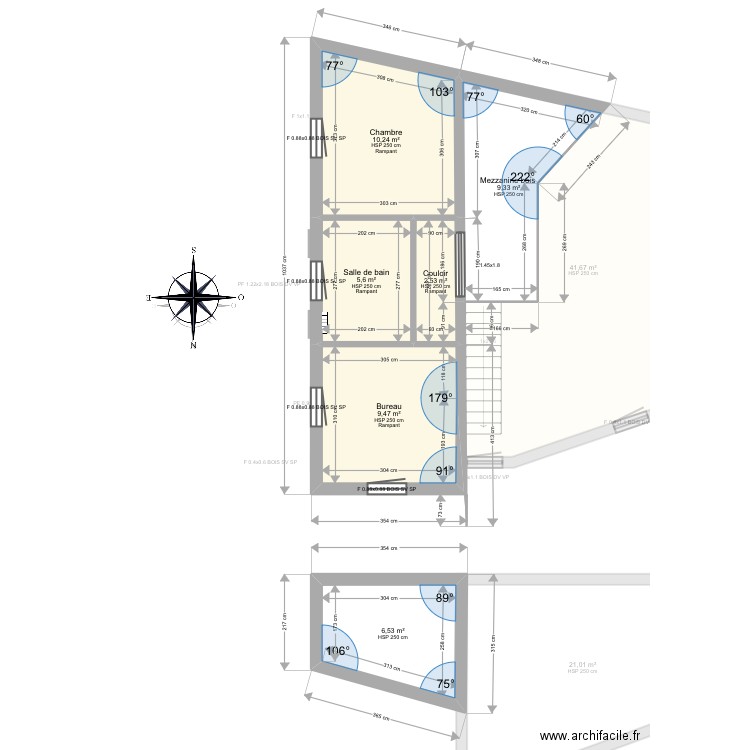 Maurin. Plan de 14 pièces et 134 m2