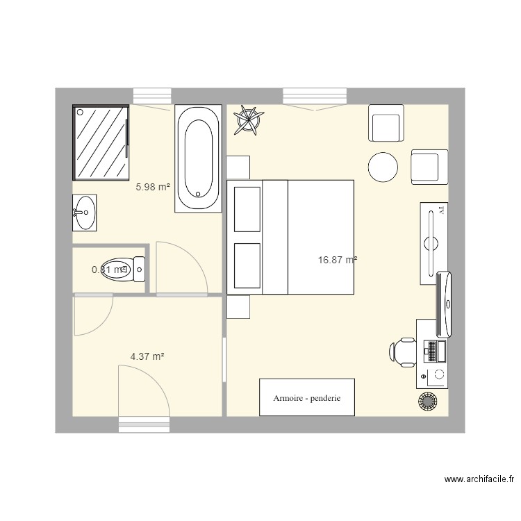 Chambre double 1. Plan de 0 pièce et 0 m2