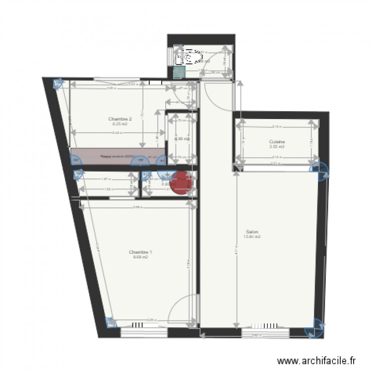 Plan existant appartement Stéphanie DUBOIS. Plan de 0 pièce et 0 m2