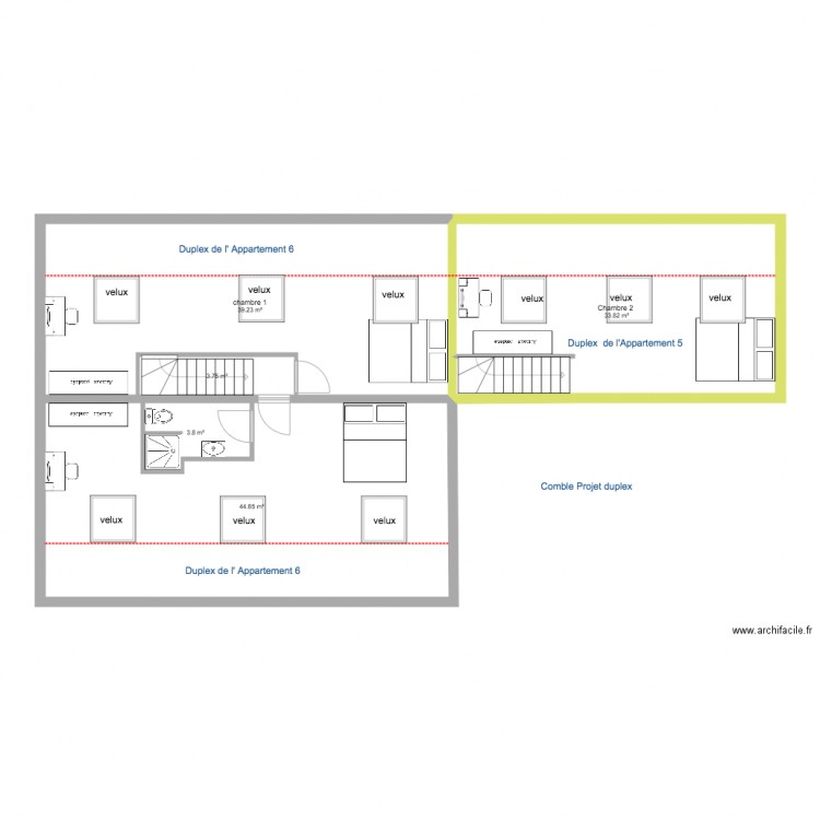 bouelem 2 eme comble EXISTANT. Plan de 0 pièce et 0 m2