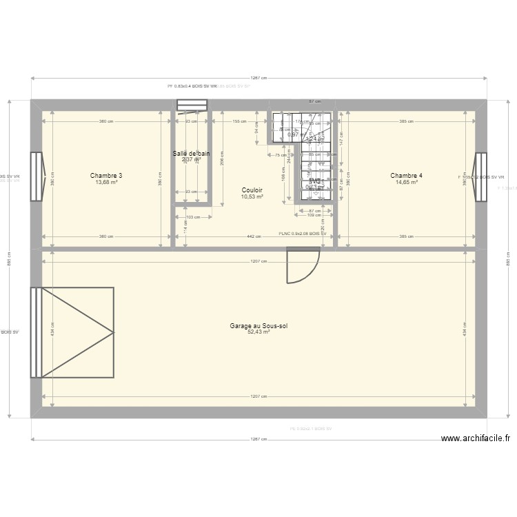 LE CAIN. Plan de 16 pièces et 191 m2