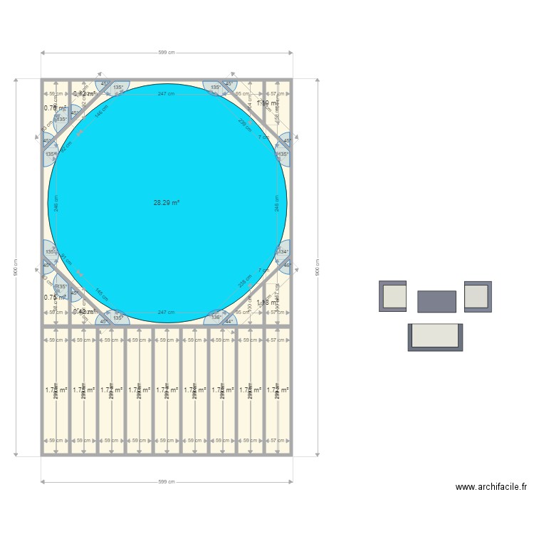 terrasse piscine. Plan de 0 pièce et 0 m2