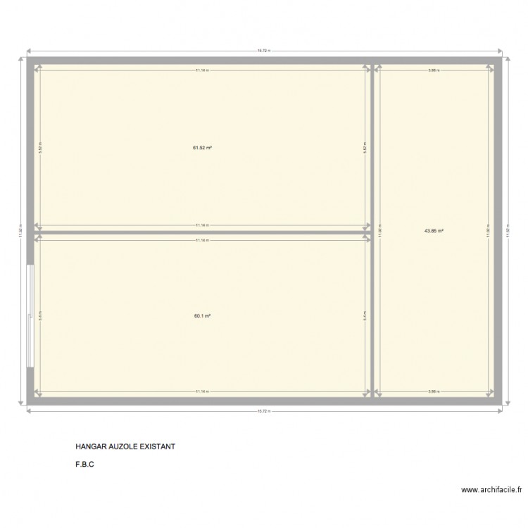 PLAN EXISTANT HANGAR AUZOLE. Plan de 0 pièce et 0 m2