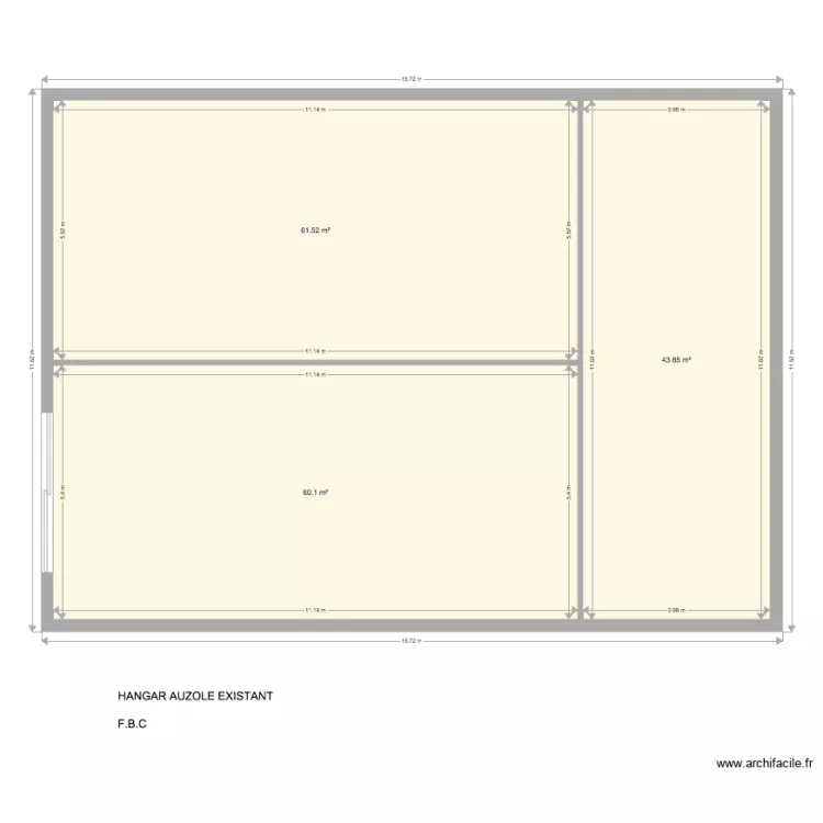 PLAN EXISTANT HANGAR AUZOLE. Plan de 