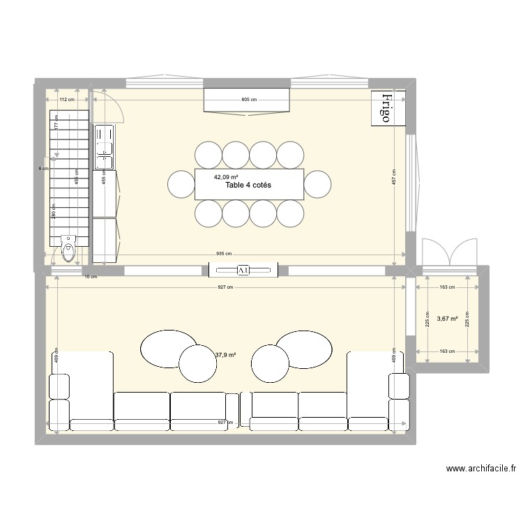 REFUGE NEW2 RDC. Plan de 3 pièces et 84 m2