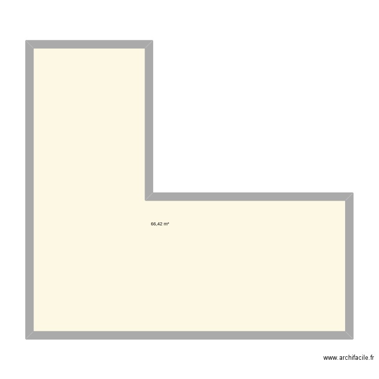 RDC. Plan de 1 pièce et 66 m2