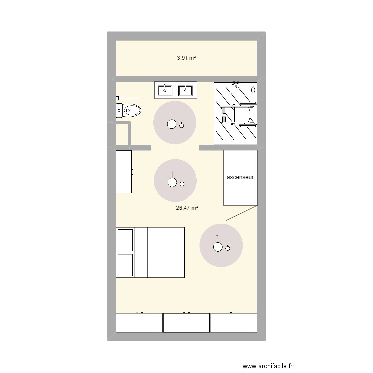 Mathis. Plan de 3 pièces et 31 m2