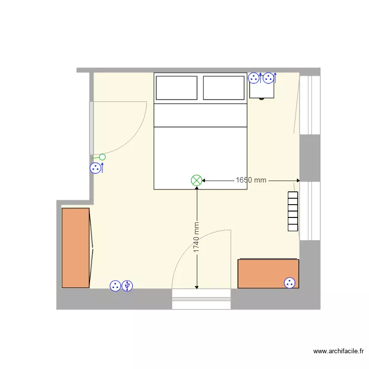 Chambre amis &eacute;tage. Plan de 