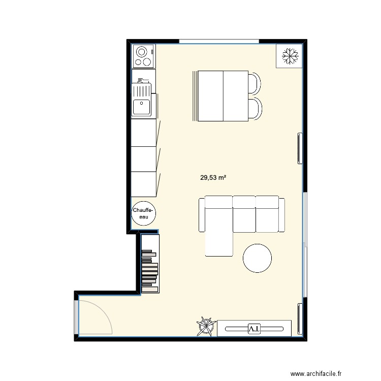 brignais. Plan de 1 pièce et 30 m2