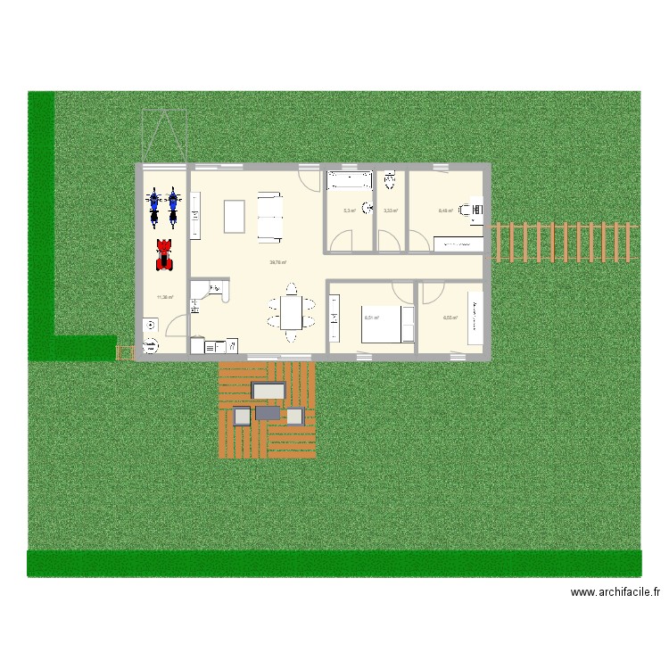 Maison Duneau. Plan de 7 pièces et 83 m2